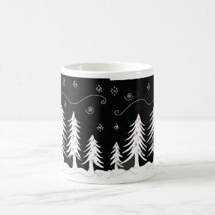 Mug Conception d'arbre de Noël noir et blanc