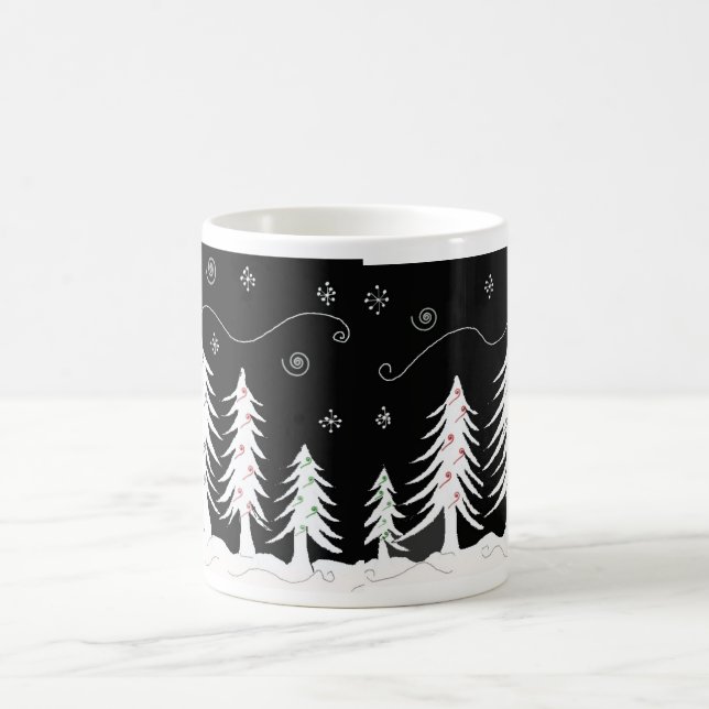 Mug Conception d'arbre de Noël noir et blanc (Centre)