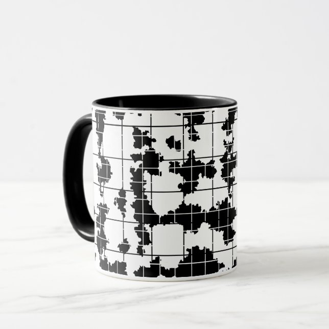 Mug Conception d'art abstrait organique noir et blanc (Devant gauche)