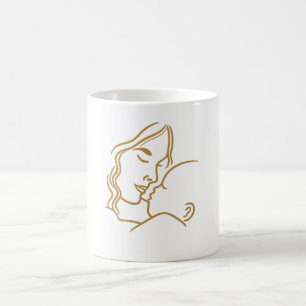 Mug Conception d'art en ligne minimaliste pour mère et