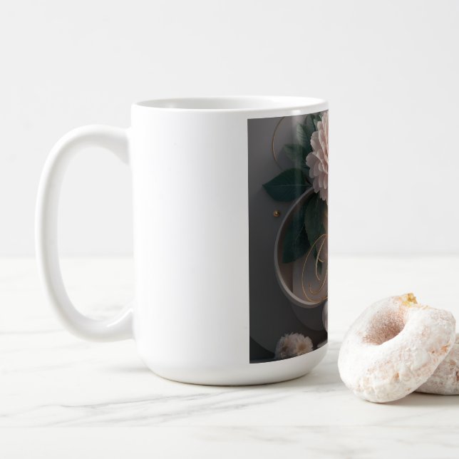 Mug Conception d'art floral Dahlia Ballet Bloom (Avec donut)