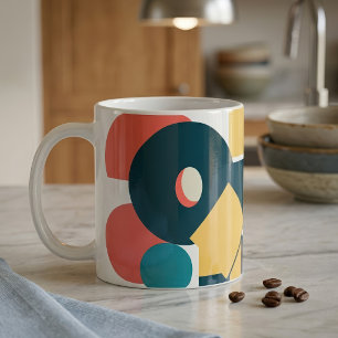 Mug Conception d'art géométrique abstrait rétro au ris