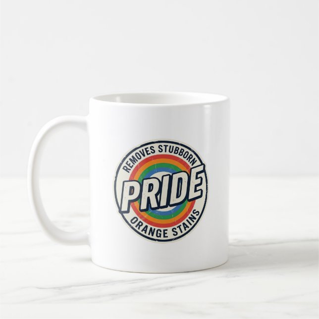 Mug Conception de badge arc-en-ciel de protestation de (Gauche)