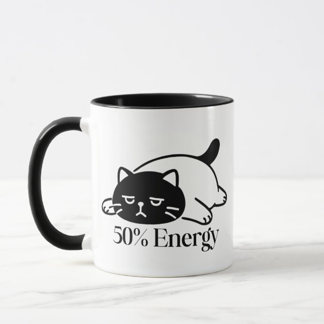 Mug Conception de batterie basse énergie drôle à 50% (Gauche)