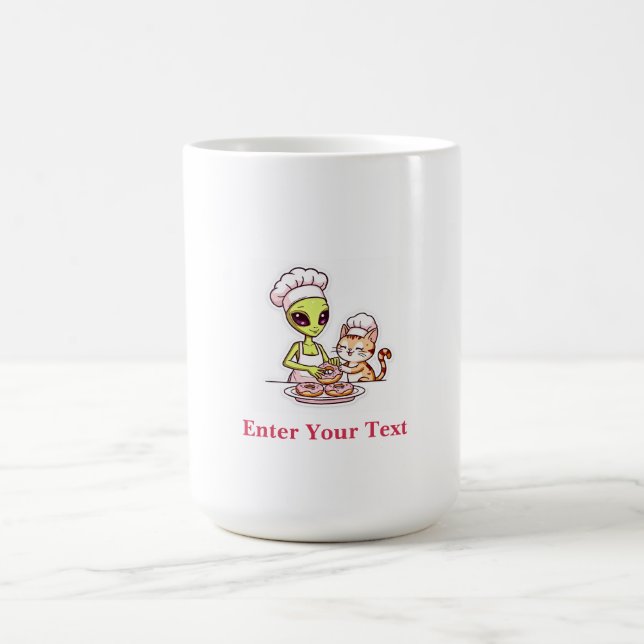 Mug Conception de beignet de chat de chef extraterrest (Centre)