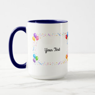 Mug Conception de cadre de confettis de ballons de fêt