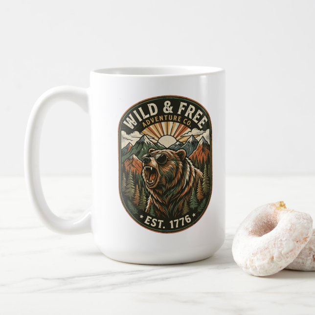 Mug Conception de camping rétro Randonnée Extérieur Am (Avec donut)