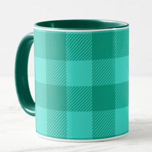 Mug Conception de carreaux à carreaux gingham sarcelle