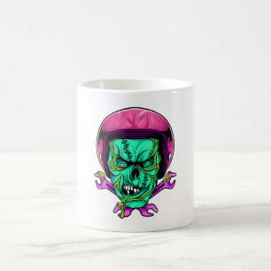 Mug Conception de casque de motard crâne de zombie néo