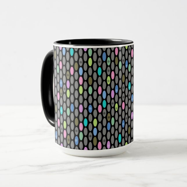 Mug Conception de cercles de points de polka de couleu (Devant gauche)