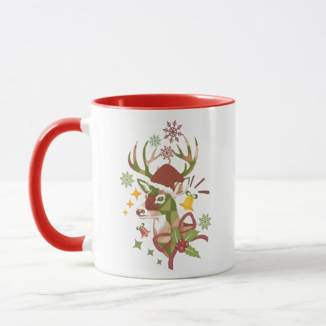 Mug Conception de cerf colorée de Noël  (Gauche)