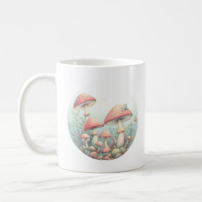 Mug Conception de champignons pastel rétro aux couleur (Gauche)