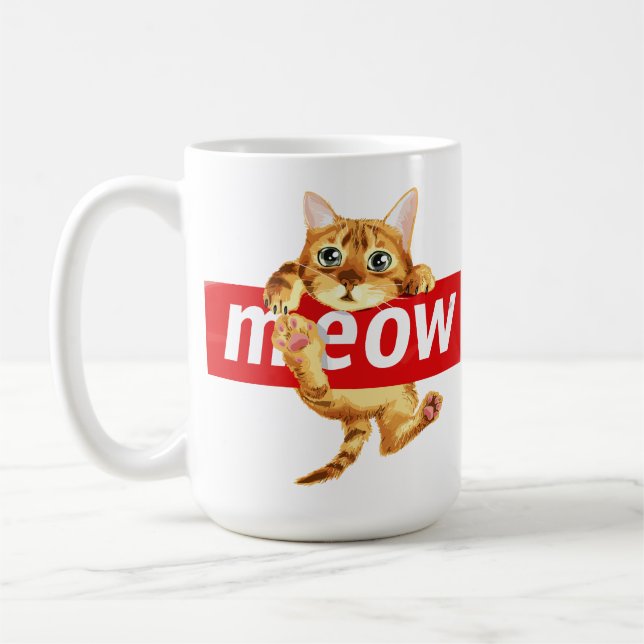 Mug Conception de chat de signe de miaulement (Gauche)