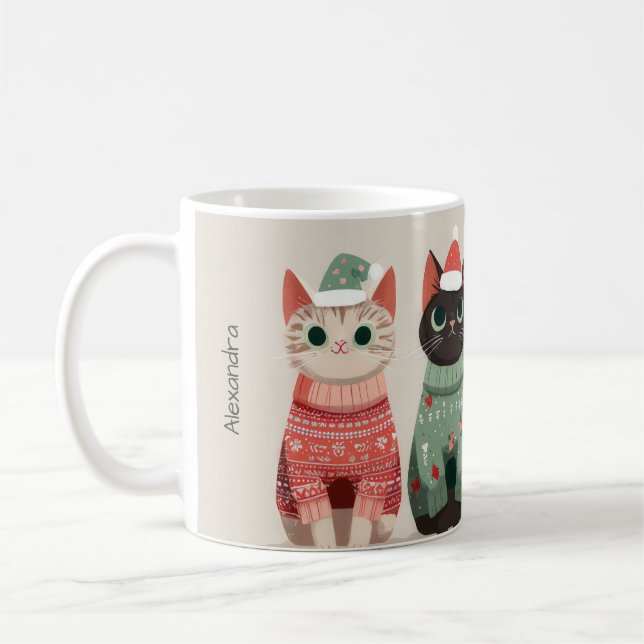 Mug Conception de chat d'hiver de Noël personnalisée a (Gauche)