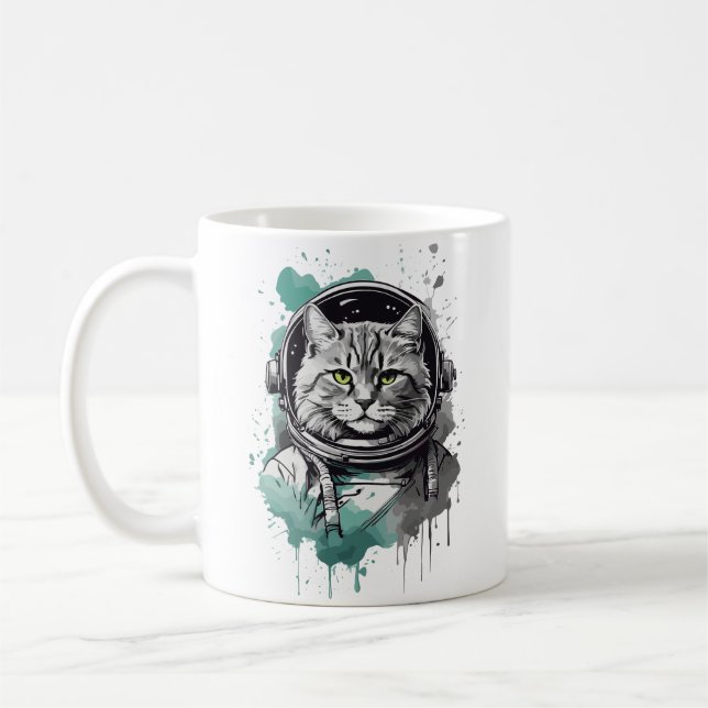 Mug Conception de chat en étoile noire verte (Gauche)