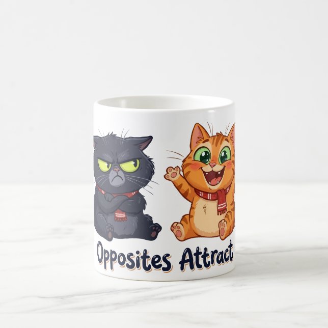 Mug Conception de chats mignons attirés par les opposé (Centre)