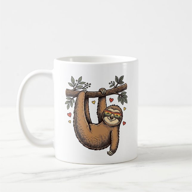 Mug Conception de chemise arc-en-ciel de cœur de pares (Gauche)