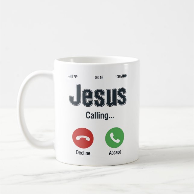 Mug Conception de chemise chrétienne Jésus appelant l' (Gauche)