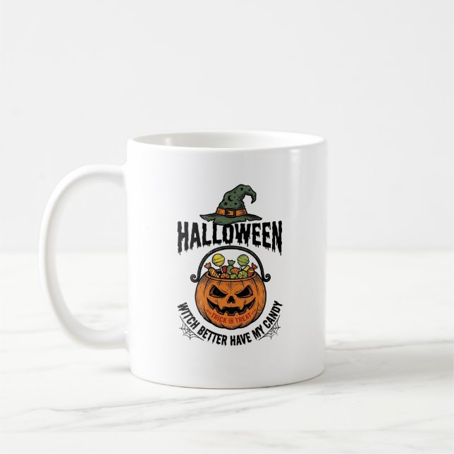 Mug Conception de chemise de citrouille de bonbon de s (Gauche)