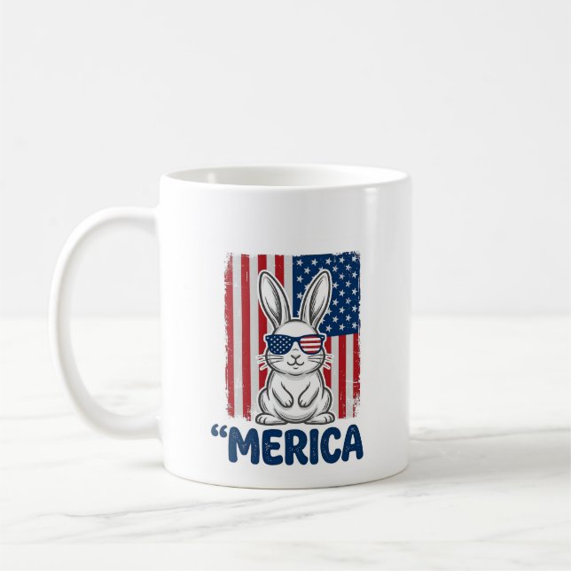 Mug Conception de chemise de lapin patriotique Vintage (Gauche)