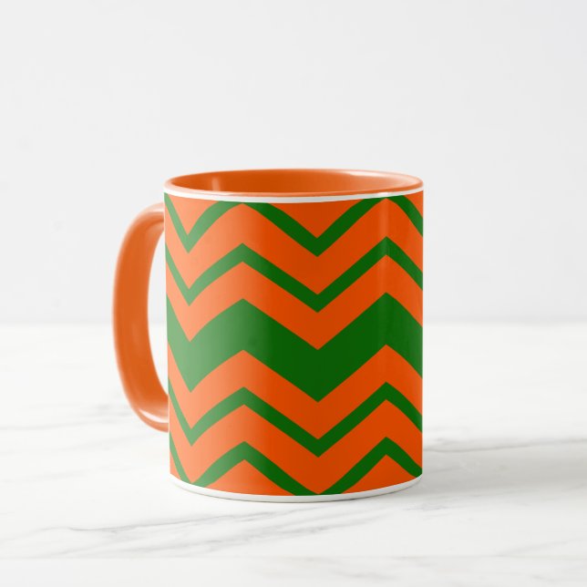 Mug Conception de chevron en zigzag vert orange  (Devant gauche)