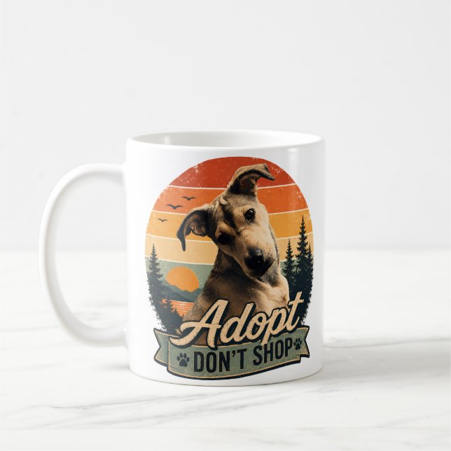 Mug Conception de chien de sauvetage vintage Adoptez,  (Gauche)
