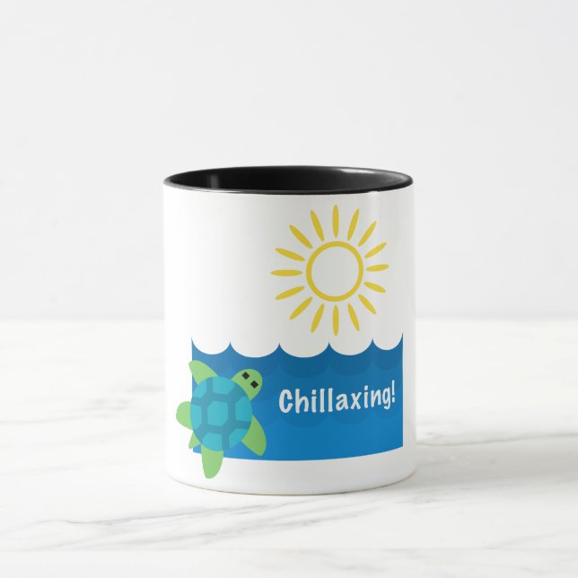Mug Conception de chillaxage de tortue - Noir Combo Mu (Centre)