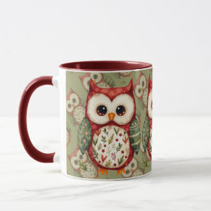 Mug Conception de chouette en patchwork d'art folklori