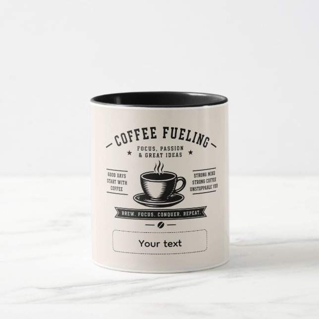 Mug Conception de citation de café personnalisée – Nom (Centre)