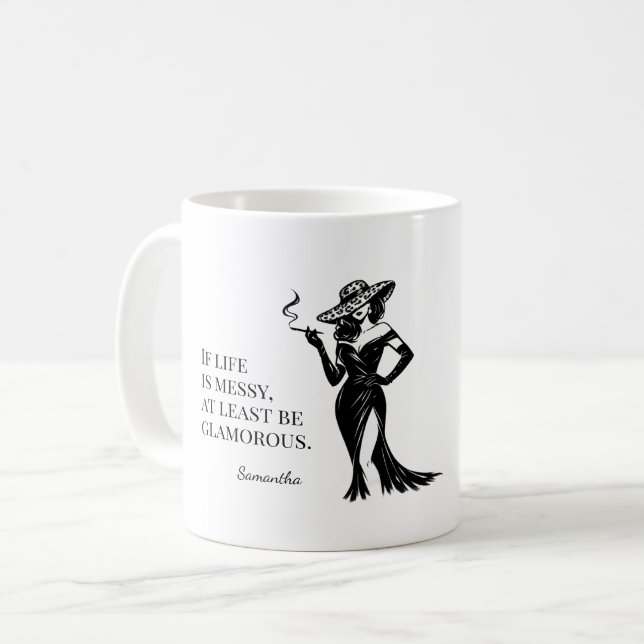 Mug Conception de citation de style Glam personnalisée (Devant gauche)