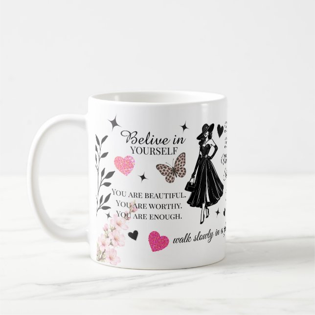 Mug Conception de citation motivationnelle féminine  (Gauche)