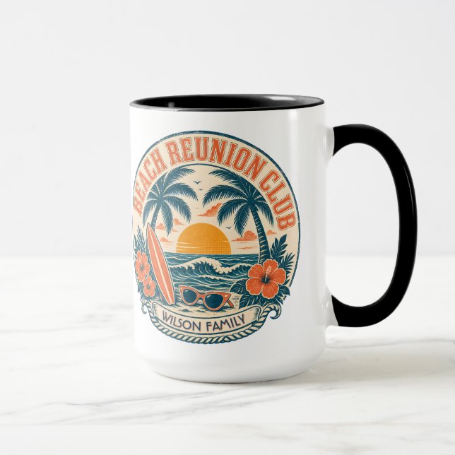 Mug Conception de club de retrouvailles de plage perso (Droite)