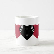 Conception de cœur de football rouge et noir