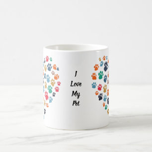Mug Conception de cœur d'empreinte de patte amateur d'