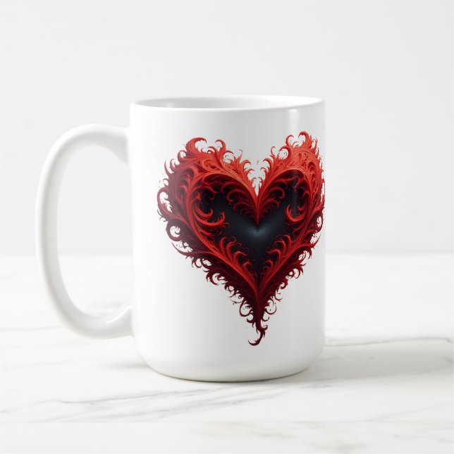 Mug Conception de cœur floral rouge avec des fleurs ép (Gauche)