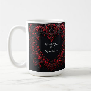 Mug Conception de cœur floral rouge avec des fleurs ép