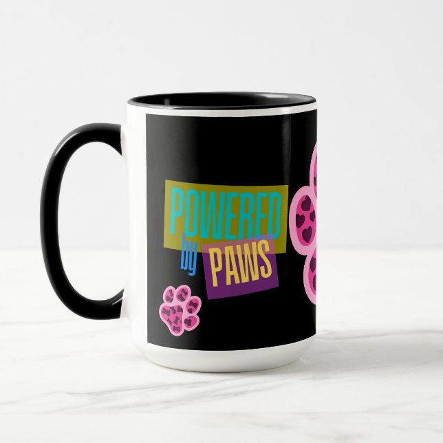 Mug Conception de cœurs roses "Alimenté par les pattes (Gauche)