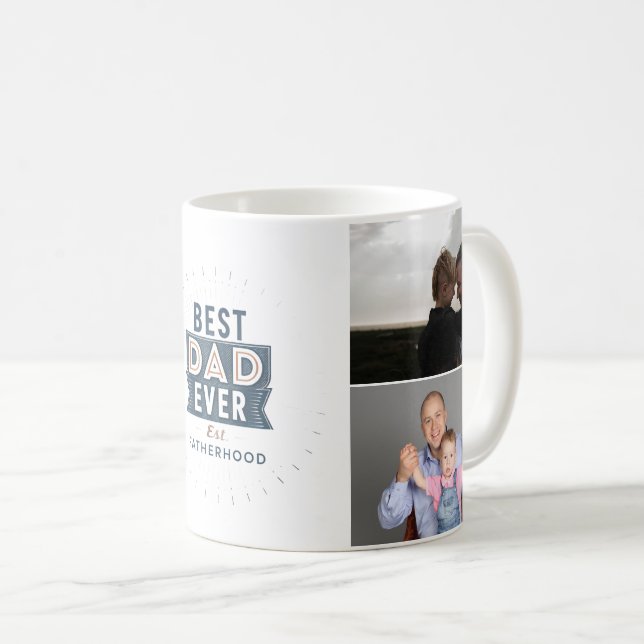 Mug Conception de collage photo de paternité Meilleur  (Devant droit)
