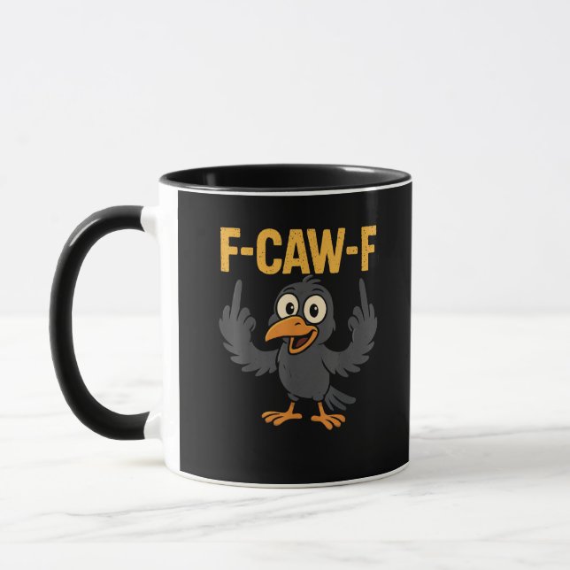 Mug Conception de corbeau sarcastique F Caw F Meme Hum (Gauche)