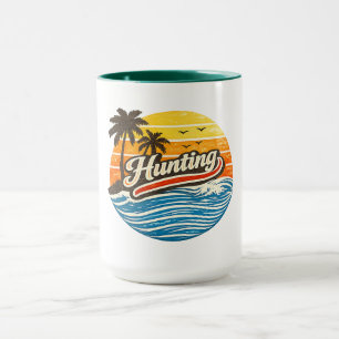 Mug Conception de coucher de soleil rétro de chasse