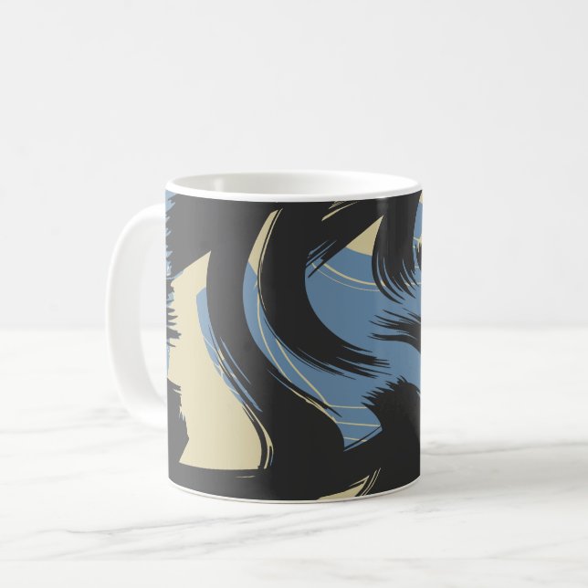 Mug Conception de coup de pinceau tourbillonnant abstr (Devant gauche)