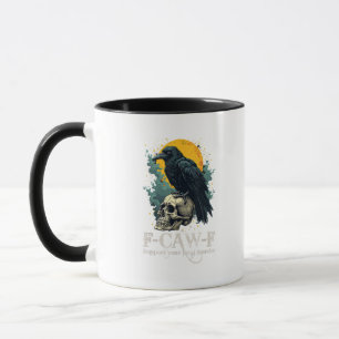 Mug Conception de crâne de lune drôle de corbeau F-Caw