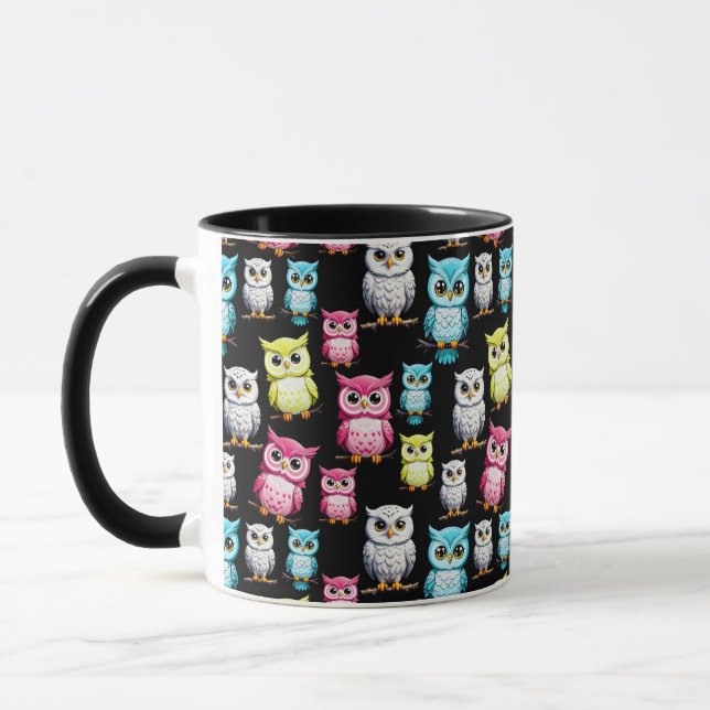 Mug Conception de design mignon de hiboux oiseaux  (Gauche)
