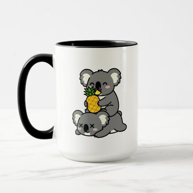 Mug Conception de dessin animé de koalas mignons mange (Gauche)