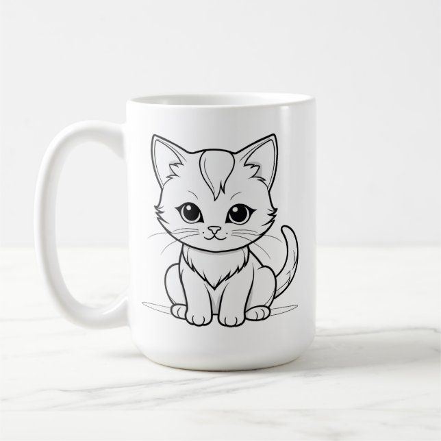 Mug Conception de dessin au trait de chat stylisé-5231 (Gauche)