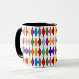Mug Conception de diamants Harlequin colorés Blanc 
