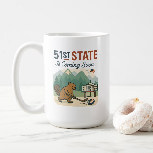 Mug Conception de drapeau États-Unis Canada Hockey cas (Avec donut)