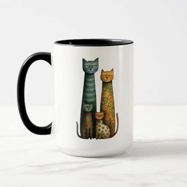 Mug Conception de famille de chats d'art folklorique i (Gauche)