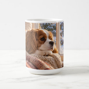 Mug Conception de fenêtre hivernale avec un Spaniel co