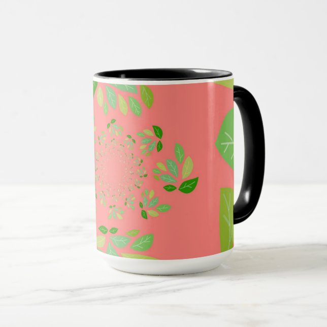 Mug Conception de feuille verte et de corail (Devant droit)